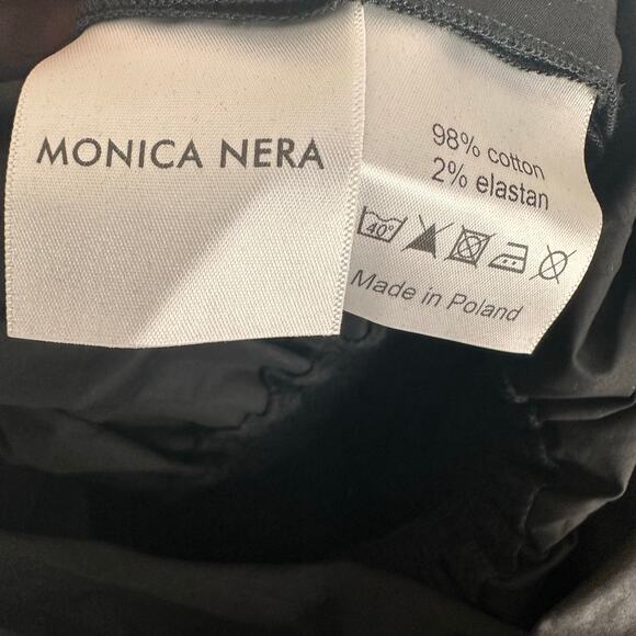 Monica Nera Demi Black Midi A-line Eco-cotton Cocktail Dress Wedding Guest Small - Picture 6 of 15